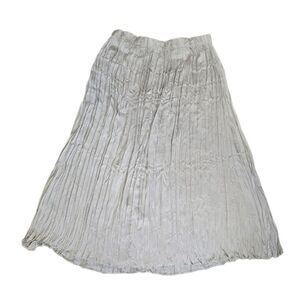 Cream Pleated Neutral Satin Flowy Girly Maxi Bohoemian  Size 1X Long Skirt